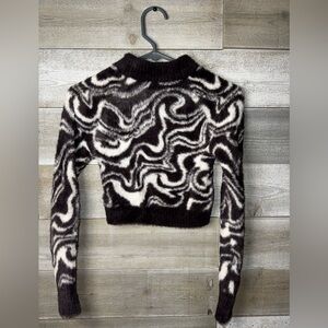 Urban Outfitters Marble Swirl Fuzzy Crop Sweater